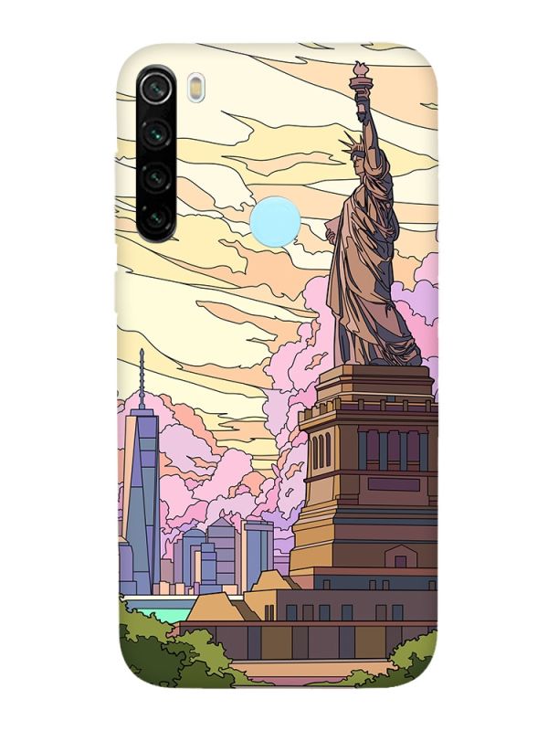 Чохол з червоними боками на Xiaomi Redmi Note 8T :: Статуя Свободи (принт 331)