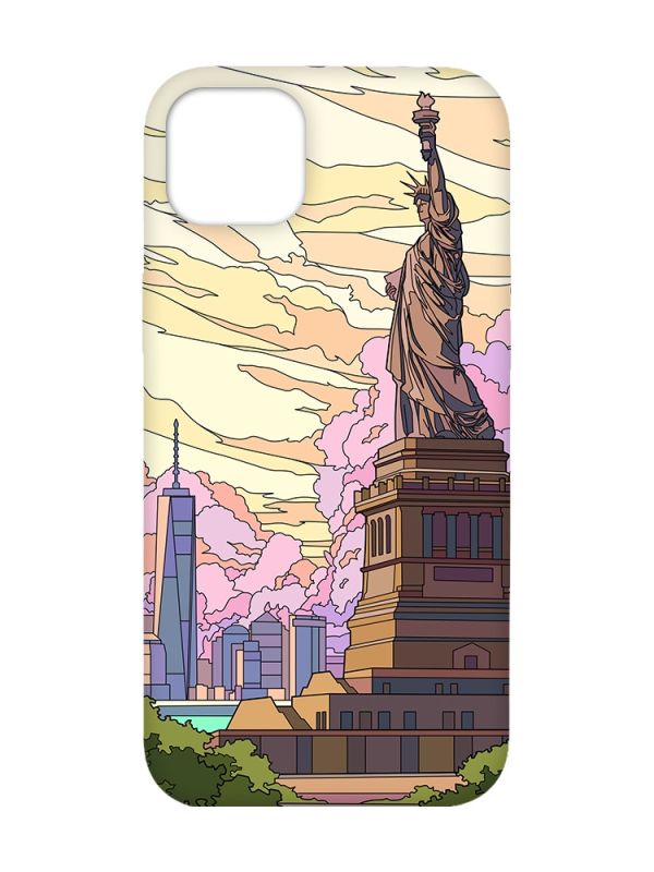 Чохол з рожевими боками на Apple iPhone 14 Plus :: Статуя Свободи (принт 331)