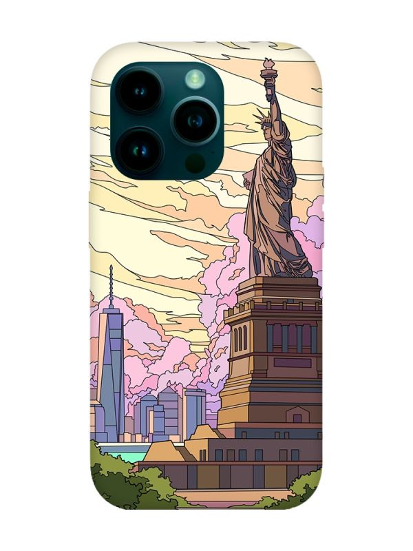 Чохол з рожевими боками на Apple iPhone 14 Pro :: Статуя Свободи (принт 331)