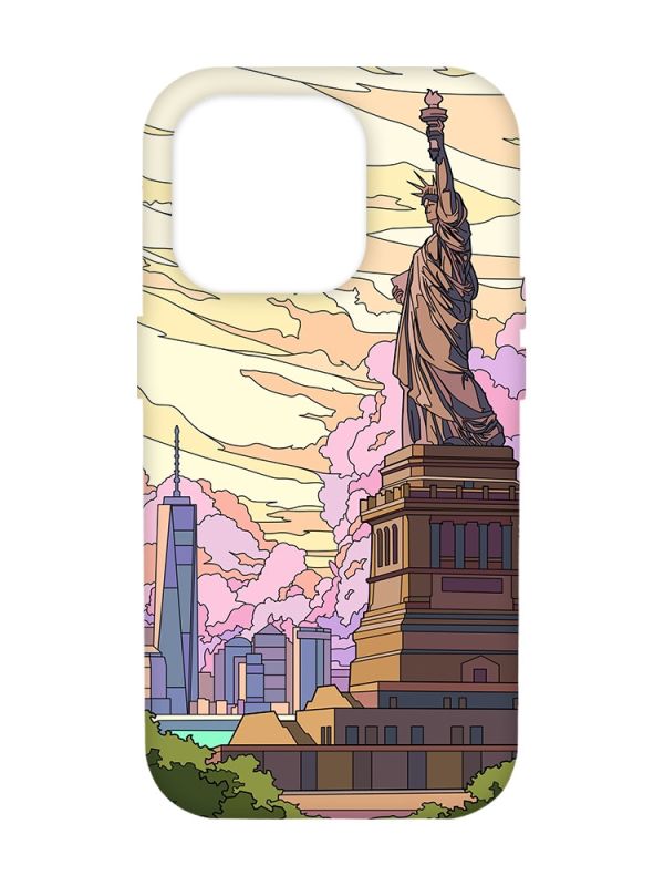 Чохол з рожевими боками на Apple iPhone 14 Pro Max :: Статуя Свободи (принт 331)