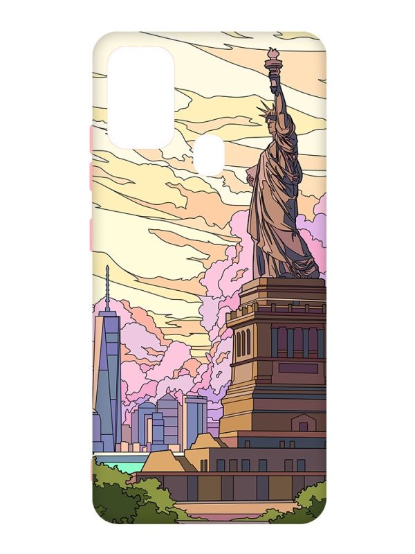 Чохол з рожевими боками на Samsung Galaxy M30s/M21 :: Статуя Свободи (принт 331)