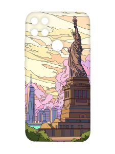Чохол з рожевими боками на Xiaomi Redmi 10C :: Статуя Свободи (принт 331)
