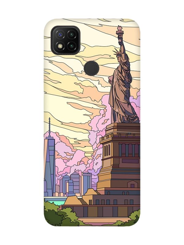 Чохол з рожевими боками на Xiaomi Redmi 9C/10A :: Статуя Свободи (принт 331)