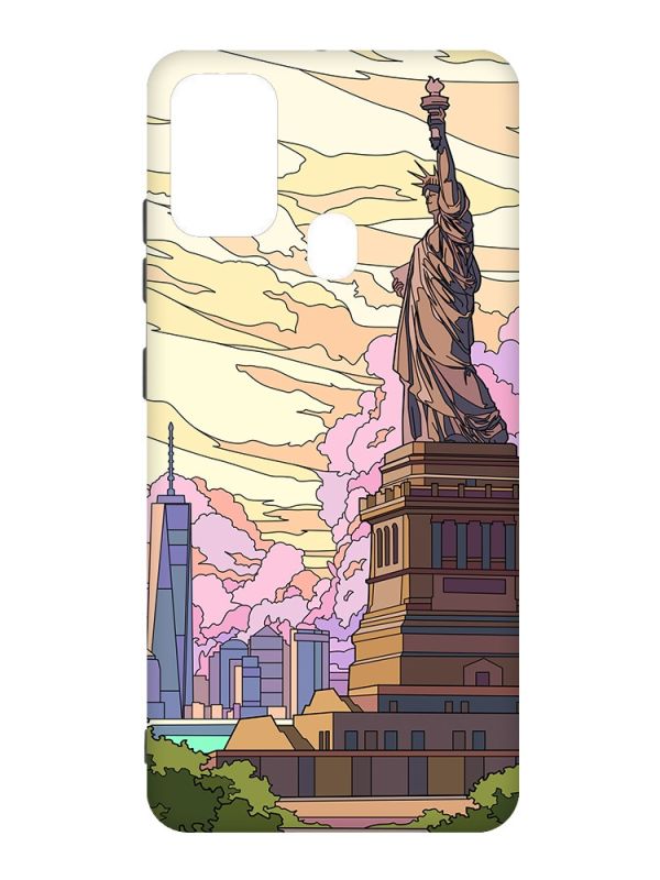 Чохол з чорними боками на Samsung Galaxy M30s/M21 :: Статуя Свободи (принт 331)