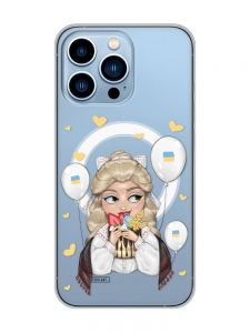 Магнітний чохол на iPhone 13 Pro Max із підтримкою MagSafe :: Українка з солодощами (патріотичний принт 175)