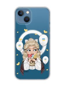 Магнітний чохол на iPhone 13 (6.1) із підтримкою MagSafe :: Українка з солодощами (патріотичний принт 175)