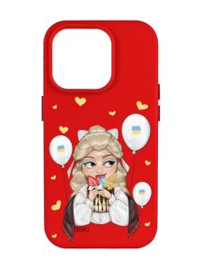 Матовий червоний чохол на Apple iPhone 14 Pro Max :: Українка з солодощами (патріотичний принт 175)