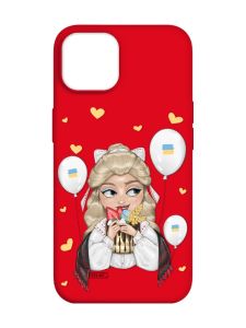 Матовий червоний чохол на Apple iPhone 14 :: Українка з солодощами (патріотичний принт 175)
