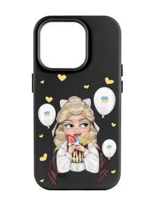 Матовий чорний чохол на Apple iPhone 14 Pro Max :: Українка з солодощами (патріотичний принт 175)