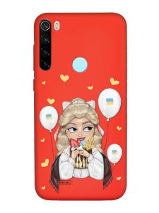 Матовий червоний чохол на Xiaomi Redmi Note 8T :: Українка з солодощами (патріотичний принт 175)