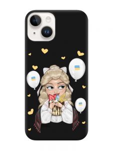 Матовий чорний чохол на Apple iPhone 14 :: Українка з солодощами (патріотичний принт 175)