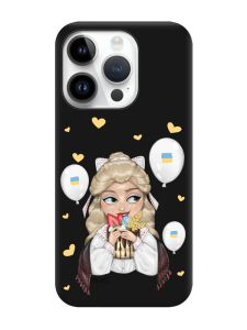 Матовий чорний чохол на Apple iPhone 14 Pro :: Українка з солодощами (патріотичний принт 175)