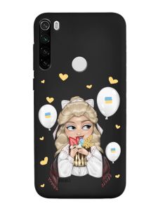 Матовий чорний чохол на Xiaomi Redmi Note 8T :: Українка з солодощами (патріотичний принт 175)