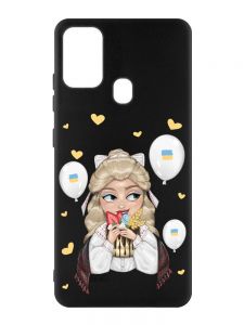 Матовий чорний чохол на Samsung Galaxy M30s/M21 :: Українка з солодощами (патріотичний принт 175)