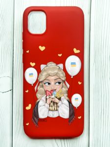 Матовий червоний чохол на Samsung Galaxy A04E/A042 :: Українка з солодощами (патріотичний принт 175)