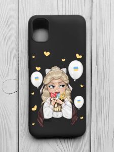 Матовий чорний чохол на Samsung Galaxy A04E/A042 :: Українка з солодощами (патріотичний принт 175)
