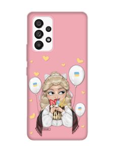 Матовий рожевий чохол на Samsung Galaxy A53 4G/5G :: Українка з солодощами (патріотичний принт 175)