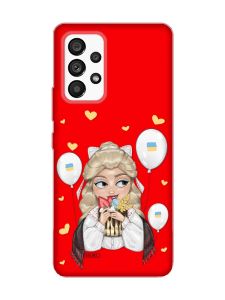 Матовий червоний чохол на Samsung Galaxy A53 4G/5G :: Українка з солодощами (патріотичний принт 175)