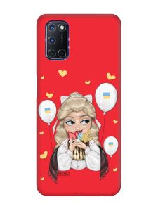 Матовий червоний чохол на Oppo A52/ A72/ A92 :: Українка з солодощами (патріотичний принт 175)