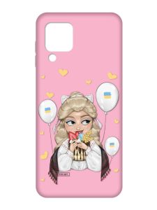 Матовий рожевий чохол на Samsung Galaxy M32/A22/M22 4G :: Українка з солодощами (патріотичний принт 175)