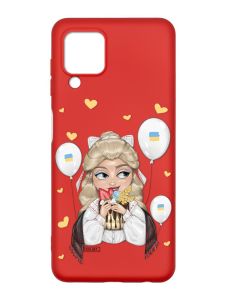 Матовий червоний чохол на Samsung Galaxy M32/A22/M22 4G :: Українка з солодощами (патріотичний принт 175)
