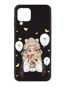 Матовий чорний чохол на Samsung Galaxy A12 :: Українка з солодощами (патріотичний принт 175)