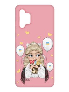 Матовий рожевий чохол на Samsung Galaxy A32 :: Українка з солодощами (патріотичний принт 175)