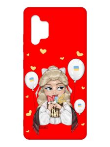 Матовий червоний чохол на Samsung Galaxy A32 :: Українка з солодощами (патріотичний принт 175)