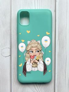 Матовий бірюзовий чохол на Samsung Galaxy A04E / A042 :: Українка з солодощами (патріотичний принт 175)