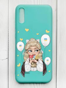 Матовий бірюзовий чохол на Xiaomi Redmi 9А :: Українка з солодощами (патріотичний принт 175)