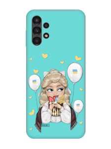 Матовий бірюзовий чохол на Samsung Galaxy A13 4G :: Українка з солодощами (патріотичний принт 175)