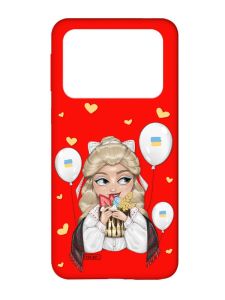 Матовий червоний чохол на Xiaomi Poco X4 Pro 5G :: Українка з солодощами (патріотичний принт 175)