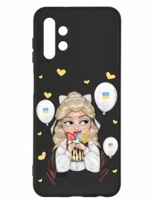 Матовий чорний чохол на Samsung Galaxy A13 4G :: Українка з солодощами (патріотичний принт 175)