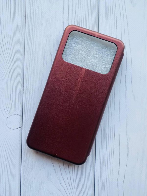 Чохол-книжка з малюнком для Xiaomi Poco C40 Бордовий :: Різнокольорові сердечка (принт 334)