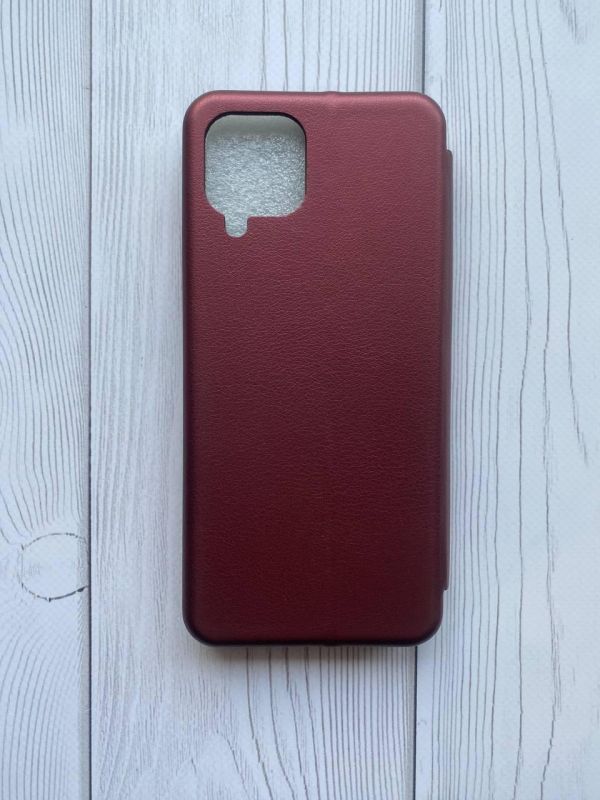Чохол-книжка з малюнком для Samsung Galaxy M32/A22/M22 4G Бордовий :: Різнокольорові сердечка (принт 335)