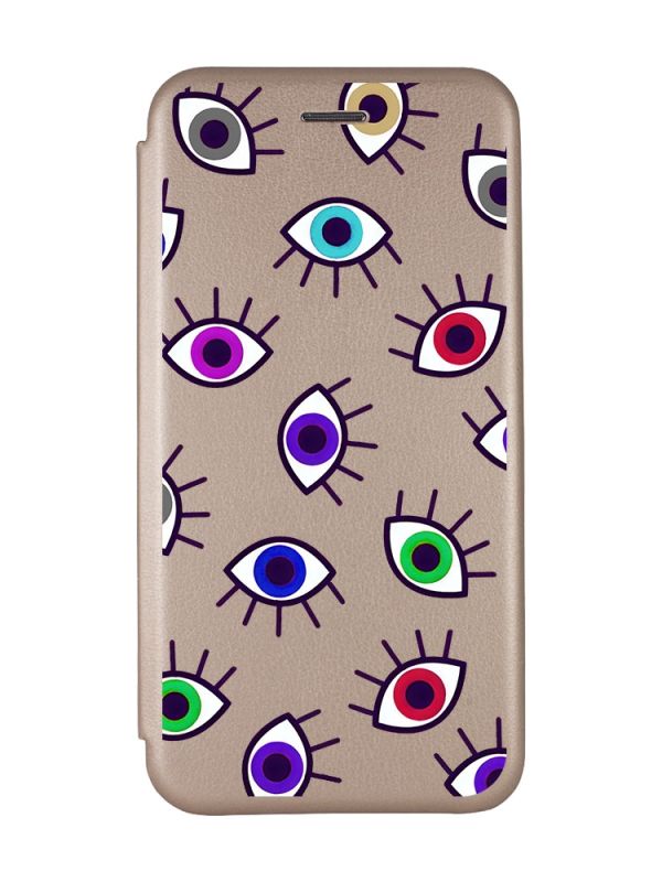 Чохол-книжка з малюнком для Samsung Galaxy A30 (2019) A305/ A20 Золотий :: Різнокольорові очі (принт 336)