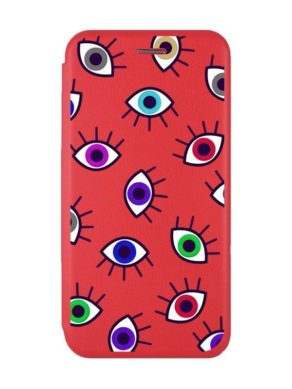 Чохол-книжка з малюнком для Samsung Galaxy A03 (A035) Червоний :: Різнокольорові очі (принт 336)