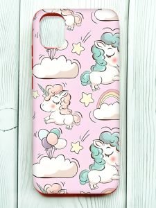 Чохол з червоними боками на Samsung Galaxy A04E/A042 :: Єдинороги (принт 106)