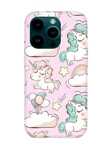 Чохол з бірюзовими боками на Apple iPhone 14 Pro :: Єдинороги (принт 106)