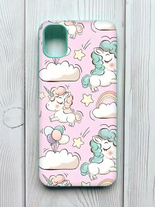 Чохол з бірюзовими боками на Samsung Galaxy A04E / A042 :: Єдинороги (принт 106)