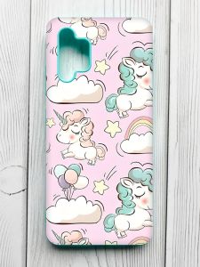 Чохол з бірюзовими боками на Samsung Galaxy A32 :: Єдинороги (принт 106)