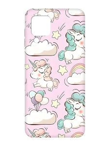 Чохол з рожевими боками на Samsung Galaxy M32/A22/M22 4G :: Єдинороги (принт 106)