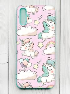 Чохол з бірюзовими боками на Xiaomi Redmi 9А :: Єдинороги (принт 106)