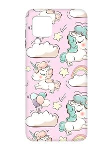 Чохол з чорними боками на Samsung Galaxy M32 / A22 / M22 4G :: Єдинороги (принт 106)