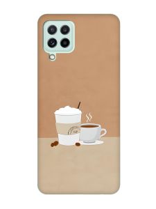 Чохол з бірюзовими боками на Samsung Galaxy M32/M22/A22 4G :: Кава (принт 108)