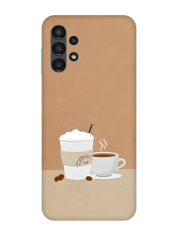 Чохол з бірюзовими боками на Samsung Galaxy A13 4G :: Кава (принт 108)