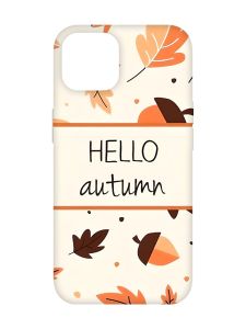 Чохол з бірюзовими боками на Apple iPhone 14 :: Привіт, осінь (принт 109)
