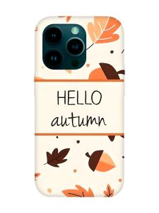 Чохол з бірюзовими боками на Apple iPhone 14 Pro :: Привіт, осінь (принт 109)