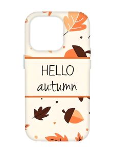 Чохол з бірюзовими боками на Apple iPhone 14 Pro Max :: Привіт, осінь (принт 109)