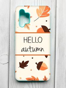 Чохол з бірюзовими боками на Samsung Galaxy A32 :: Привіт, осінь (принт 109)